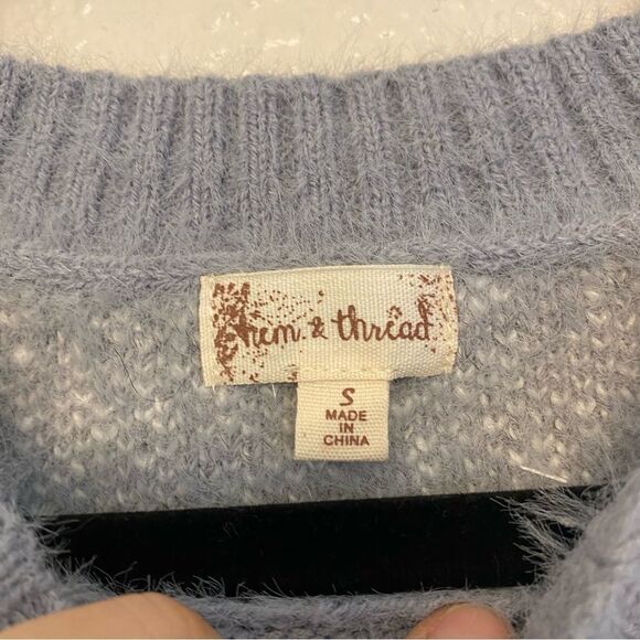 HEM & THREAD #6480 Gray hearts crew neck super soft stretchy oversized sweater-S - Picture 7 of 9